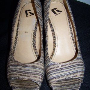 Report "Lexi" Brown Striped Shimmer Wedge
